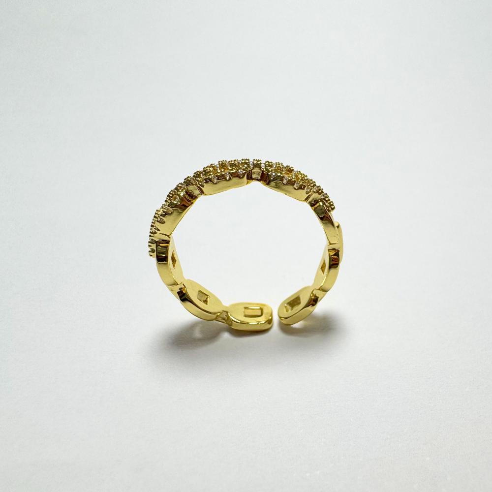 Orlisse — Anillo de Eslabones con Circonitas en Acabado Oro o Plata