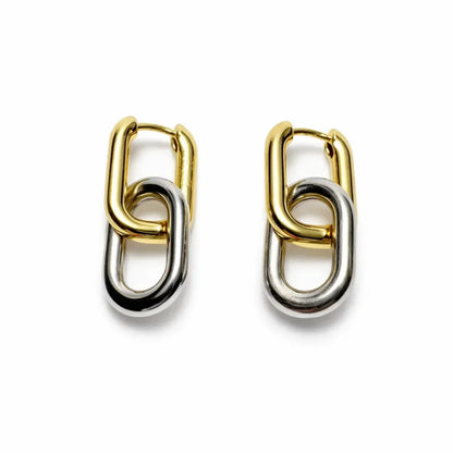 Elara — Pendientes de Eslabones Entrelazados en Oro y Plata
