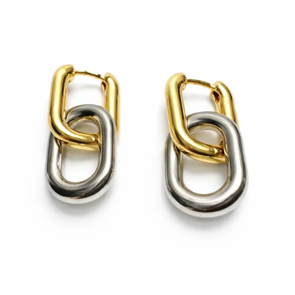 Elara — Pendientes de Eslabones Entrelazados en Oro y Plata