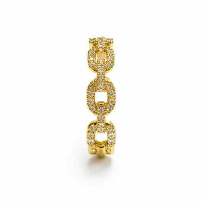 Orlisse — Anillo de Eslabones con Circonitas en Acabado Oro